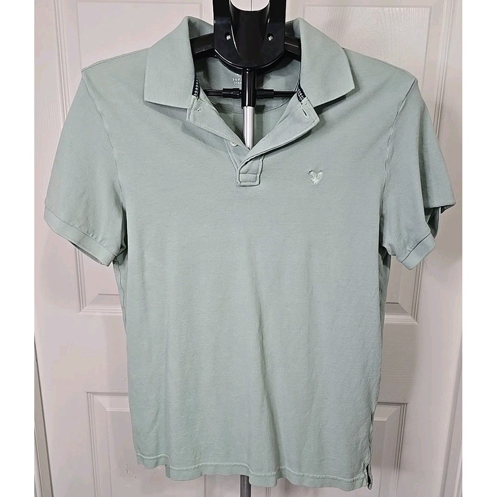 American Eagle Men's‎ Small Polo Shirt Super Soft Standard Fit Light Green